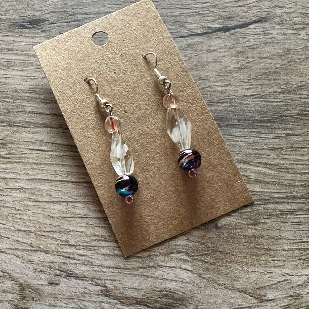 BOGO Free blue beaded DANGLY EARRINGS